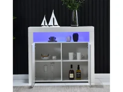 Aparador de almacenaje con luz LED y 2 puertas para salón y comedor - blanco