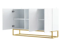 Aparador de alto brillo - 130 x 36 x 76 cm - con 3 puertas - Aglomerado - blanco
