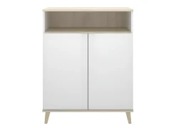 Aparador de cocina - 2 puertas, 1 hueco - Blanco y roble - WAJDI