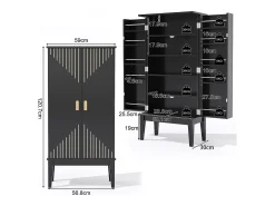 Aparador de cocina - 120 x 59 x 30 cm - con 2 puertas con estantes - estilo vintage - MDF - negro