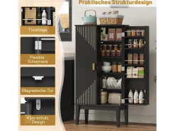 Aparador de cocina - 120 x 59 x 30 cm - con 2 puertas con estantes - estilo vintage - MDF - negro