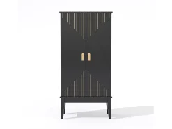 Aparador de cocina - 120 x 59 x 30 cm - con 2 puertas con estantes - estilo vintage - MDF - negro