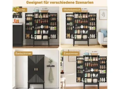 Aparador de cocina - 120 x 59 x 30 cm - con 2 puertas con estantes - estilo vintage - MDF - negro