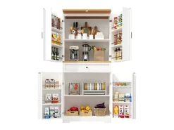 Aparador de cocina - 80 x 40 x 180 cm - con 4 puertas + 1 cajón - MDF - blanco