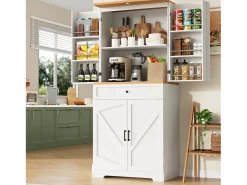 Aparador de cocina - 80 x 40 x 180 cm - con 4 puertas + 1 cajón - MDF - blanco