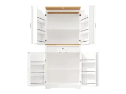 Aparador de cocina - 80 x 40 x 180 cm - con 4 puertas + 1 cajón - MDF - blanco