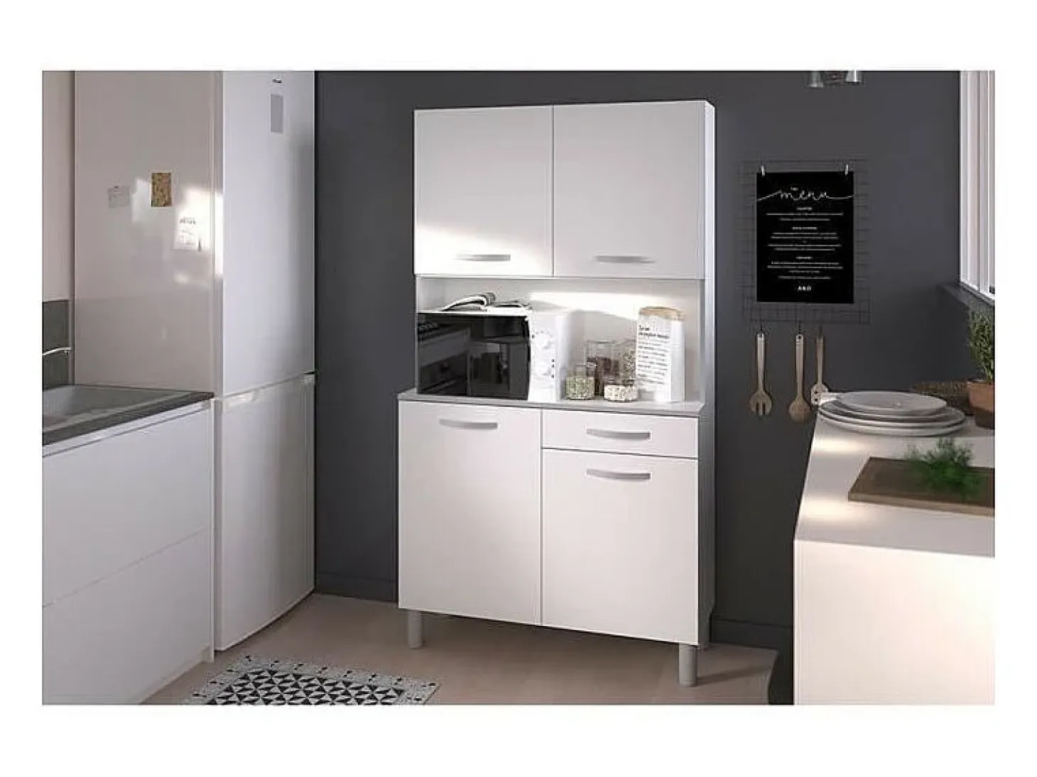 Aparador de cocina - Blanco - 4 puertas - 101 cm