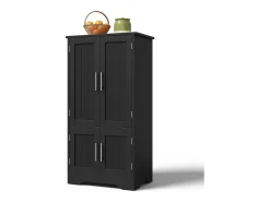 Aparador de cocina con 4 puertas y sensor LED - estantes ajustables - madera MDF - Negro