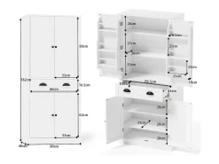 Aparador de cocina con 4 puertas y cajón - Estantes regulables - Blanco
