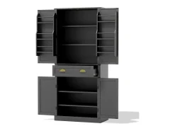 Aparador de cocina con 4 puertas y cajón - Estantes regulables - Negro