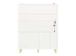 Aparador de cocina con iluminación LED, 4 puertas, 3 cajones y botellero - Blanco