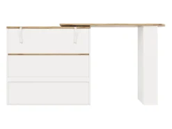 Aparador de cocina con tablero giratorio 360°, 4 cajones y 1 nicho, blanco - 204x39x104cm