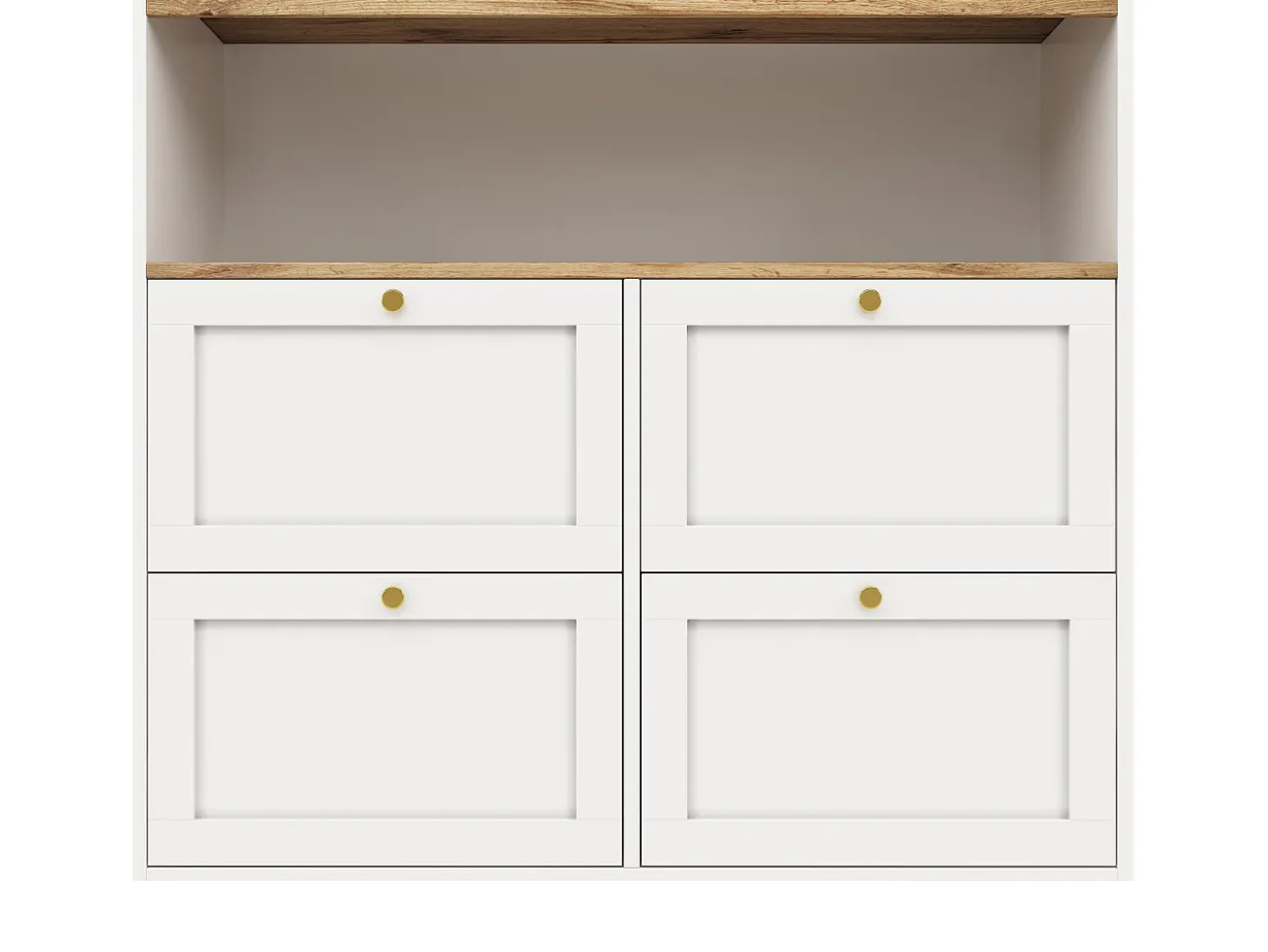 Aparador de cocina con tablero giratorio 360°, 4 cajones y 1 nicho, blanco - 204x39x104cm