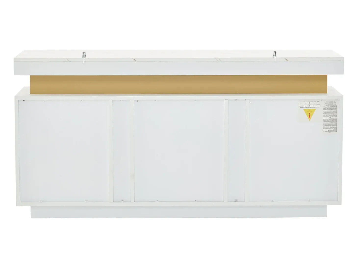 Aparador de cocina de 3 puertas con tablero efecto mármol para salón y dormitorio, color blanco