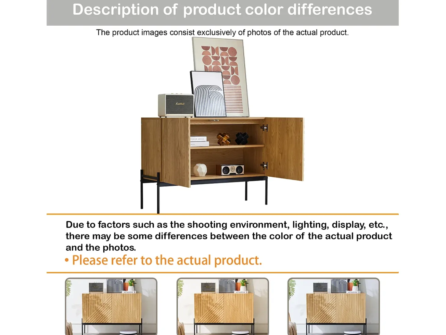 Aparador de cocina, mueble de almacenaje con 2 puertas, patas metálicas, diseño lineal, 100 x 40 x 75 cm, madera