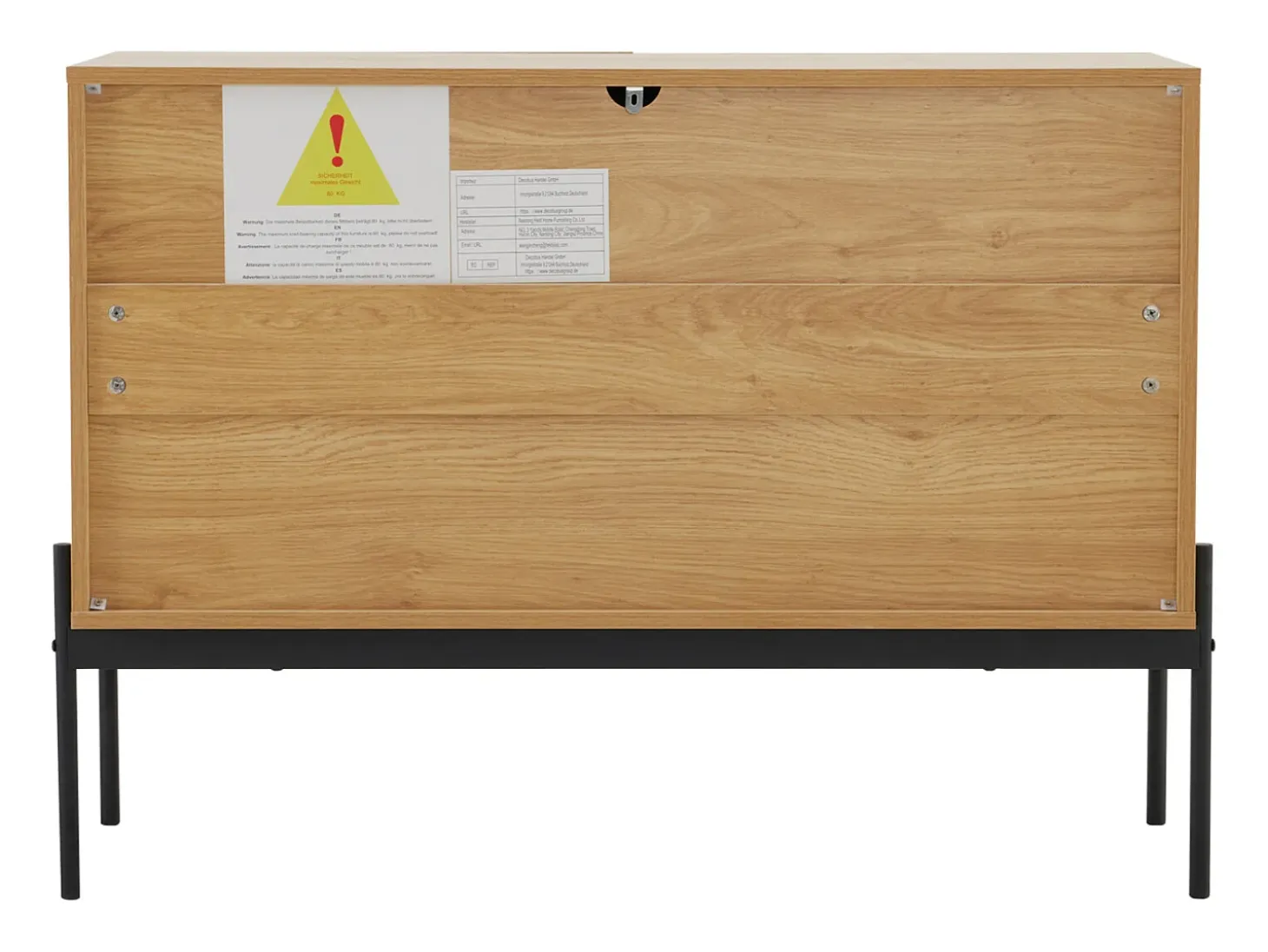 Aparador de cocina, mueble de almacenaje con 2 puertas, patas metálicas, diseño lineal, 100 x 40 x 75 cm, madera