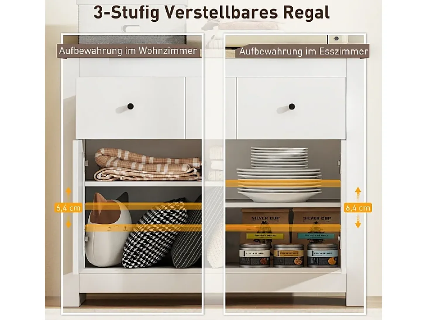 Aparador de cocina, mueble de almacenaje, armario de comedor con 2 puertas y 2 cajones, sala de estar