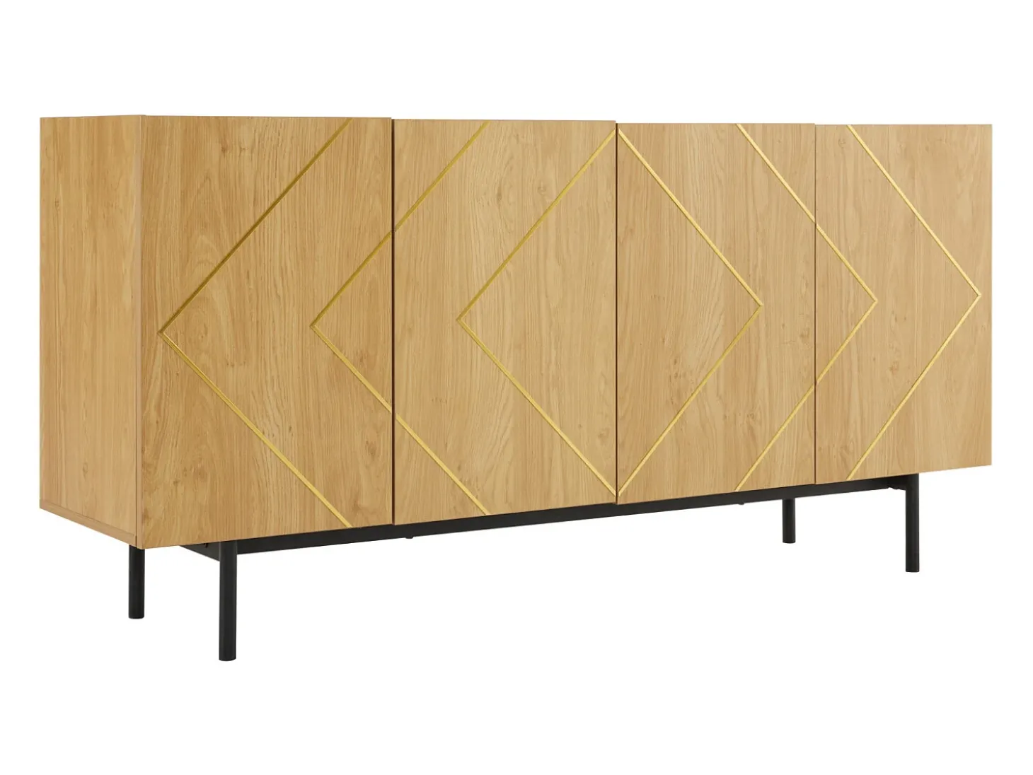 Aparador de cuatro puertas con patas de metal, mueble de almacenaje, decoración salón, 160 x 40 x 78 cm