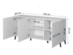 Aparador de diseño 155 cm Max blanco mate