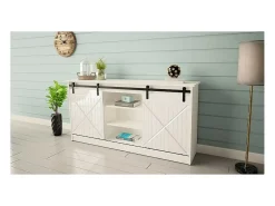 Aparador de diseño blanco Hexa con puertas correderas 160 cm