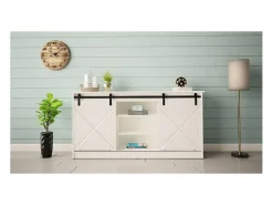 Aparador de diseño blanco Hexa con puertas correderas 160 cm
