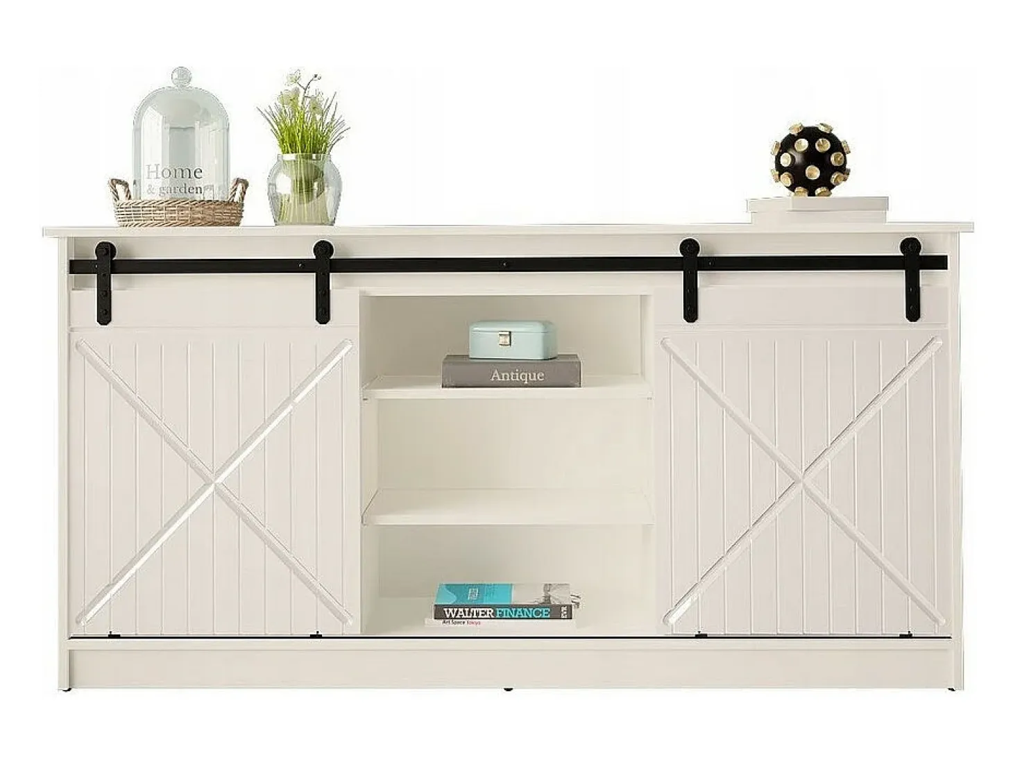 Aparador de diseño blanco Hexa con puertas correderas 160 cm