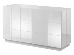 Aparador de diseño 138cm blanco brillo + Flow LED - azul