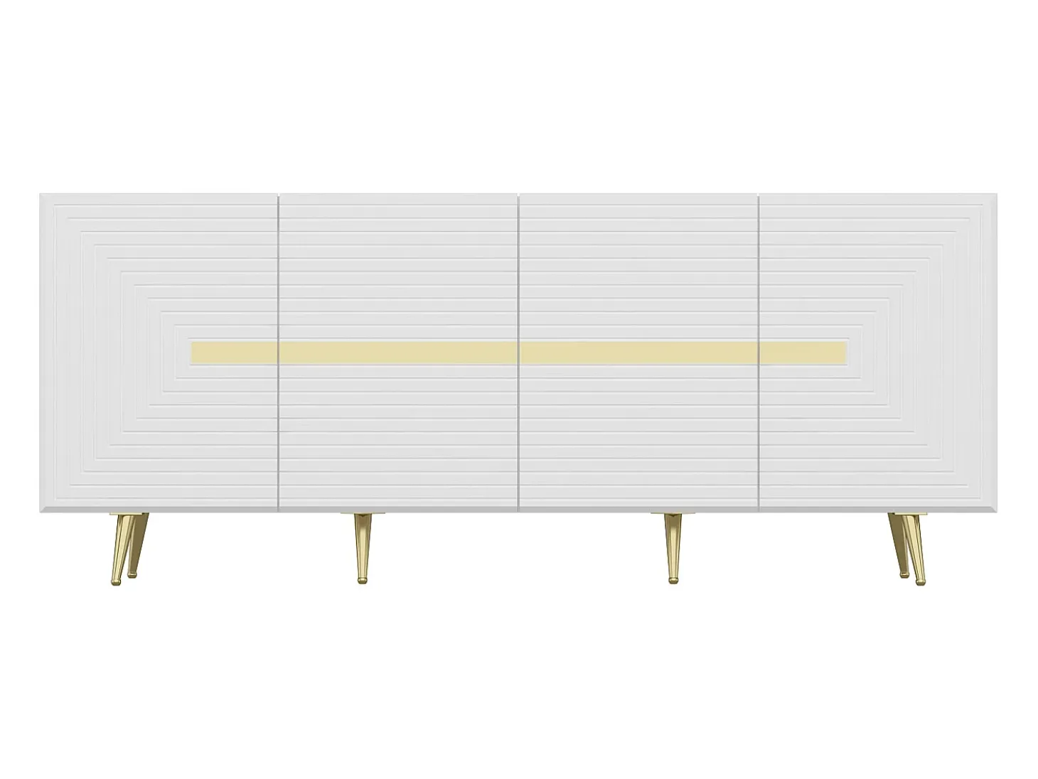 Aparador de diseño con 4 puertas de MDF - Blanco y Dorado - MOLYA