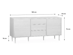 Aparador de efecto madera con 2 puertas, 160cm madera