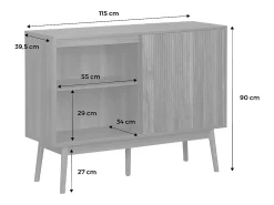 Aparador de efecto madera, 115cm madera oscura