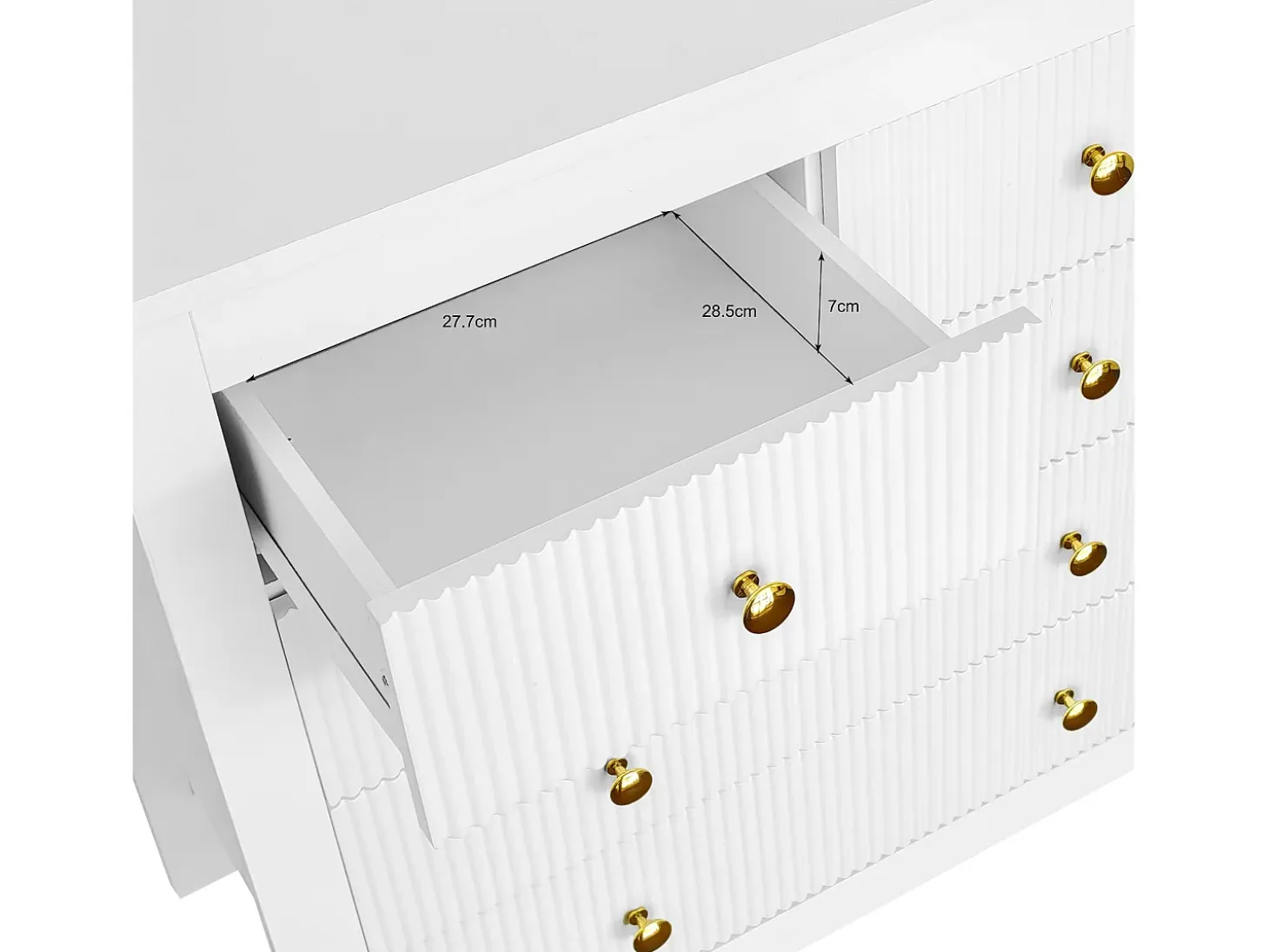 Aparador de estilo contemporáneo, cómoda con espacio de almacenamiento, tiradores dorados, blanco