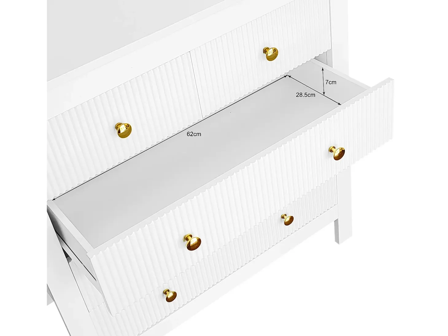 Aparador de estilo contemporáneo, cómoda con espacio de almacenamiento, con tiradores dorados, color blanco