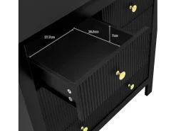 Aparador de estilo contemporáneo, cómoda con espacio de almacenamiento, tiradores dorados, negro