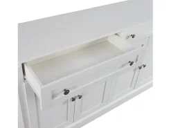 Aparador de estilo moderno de 4 puertas y 2 cajones, 150x86x40 cm, para salón y comedor, color blanco