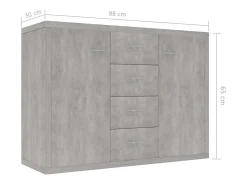 Aparador de hormigón gris 88x30x65 cm Madera de ingeniería
