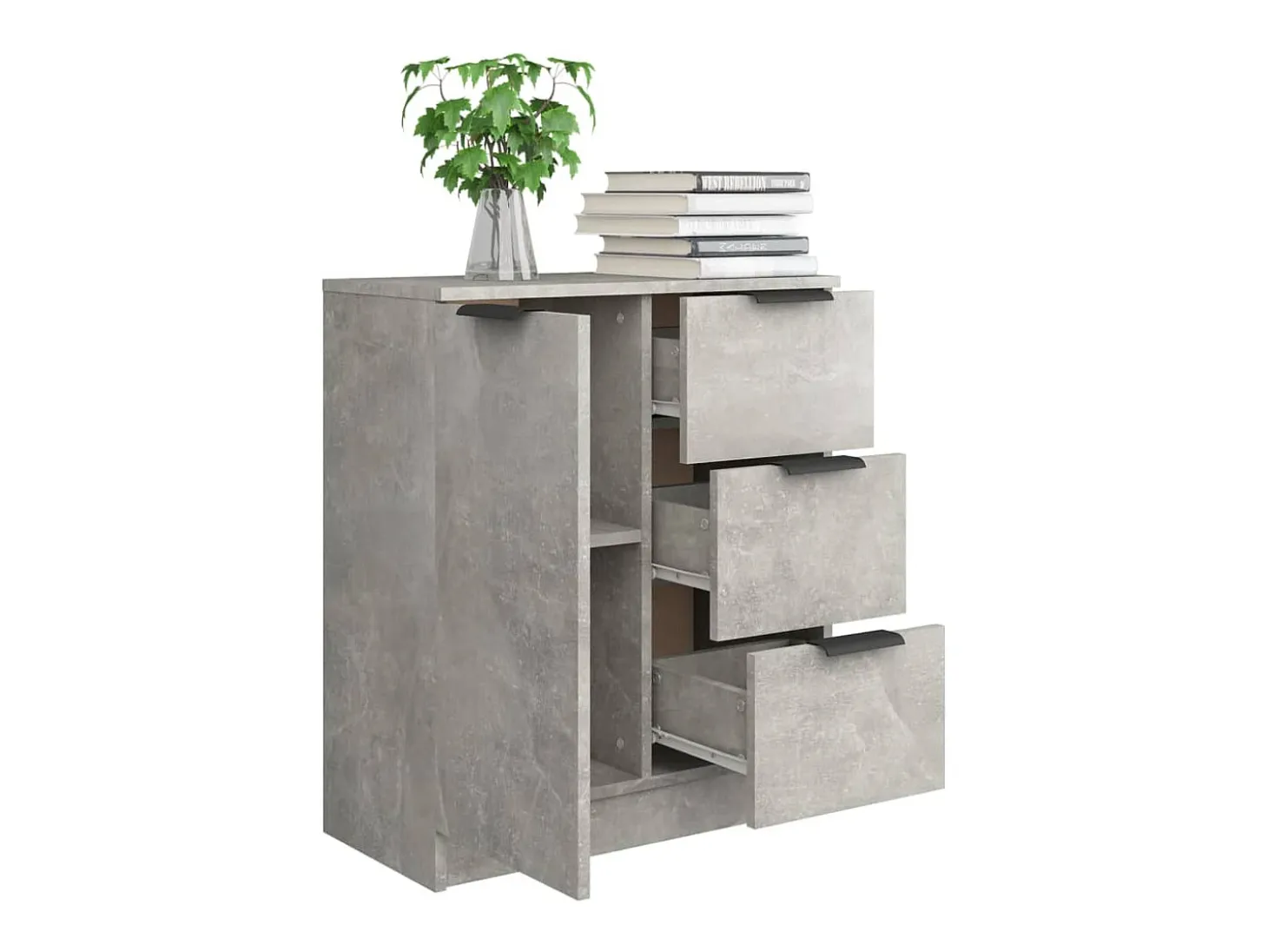 Aparador de hormigón gris 60x30x70 cm Madera de ingeniería