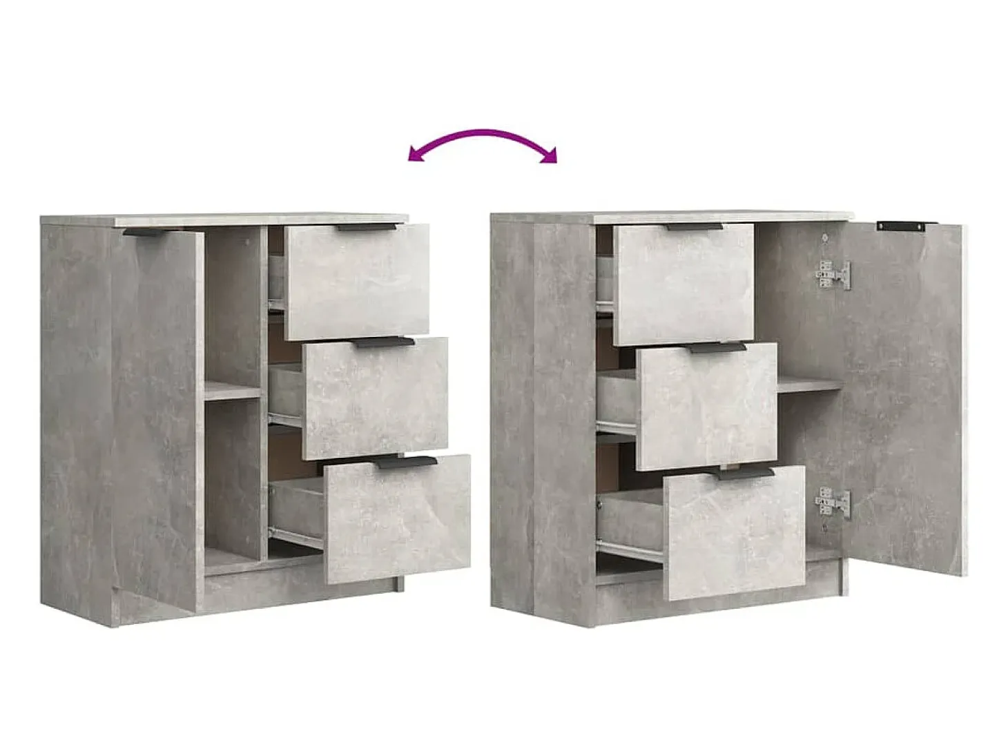Aparador de hormigón gris 60x30x70 cm Madera de ingeniería