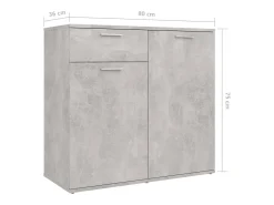 Aparador de hormigón gris 160x36x75 cm Madera de ingeniería