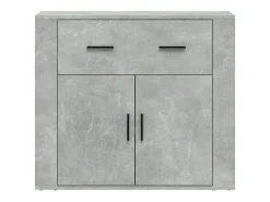 Aparador de hormigón gris 80x33x70 cm Madera de ingeniería