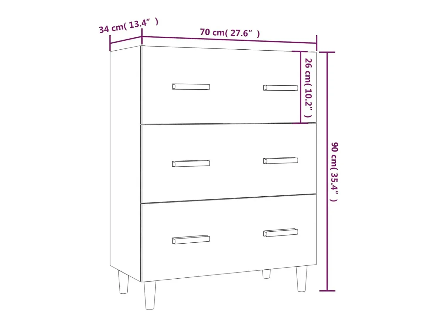 Aparador de hormigón gris 70x34x90 cm Madera de ingeniería