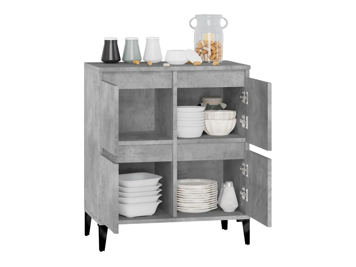 Aparador de hormigón gris 60x35x70 cm Madera de ingeniería