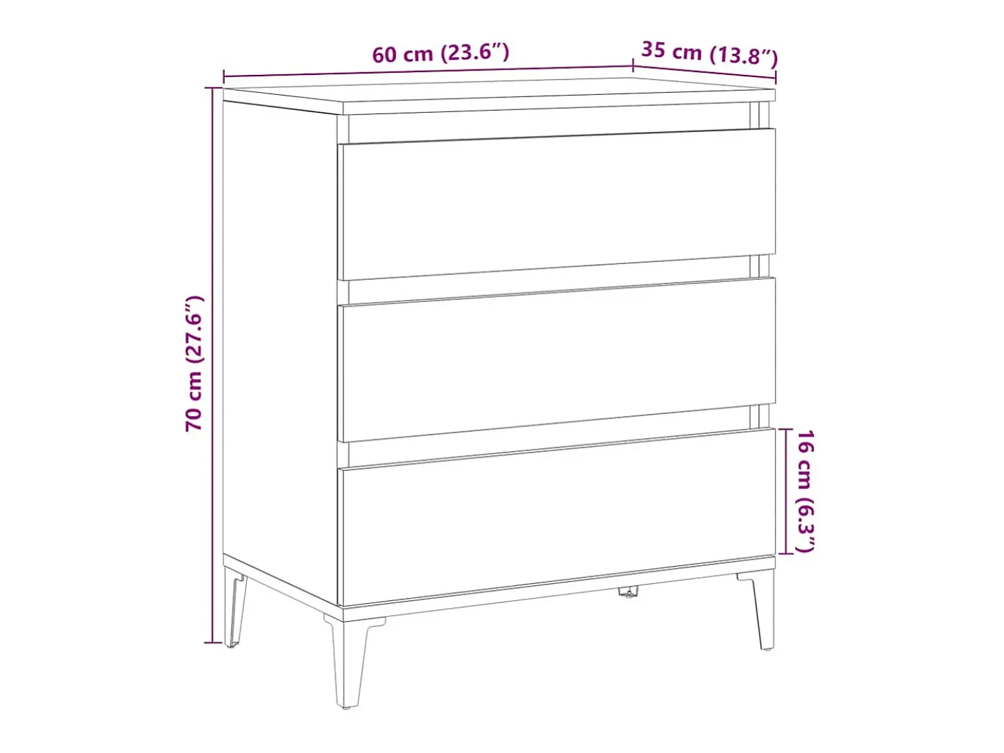 Aparador de madera antigua 60x35x70 cm madera contrachapada