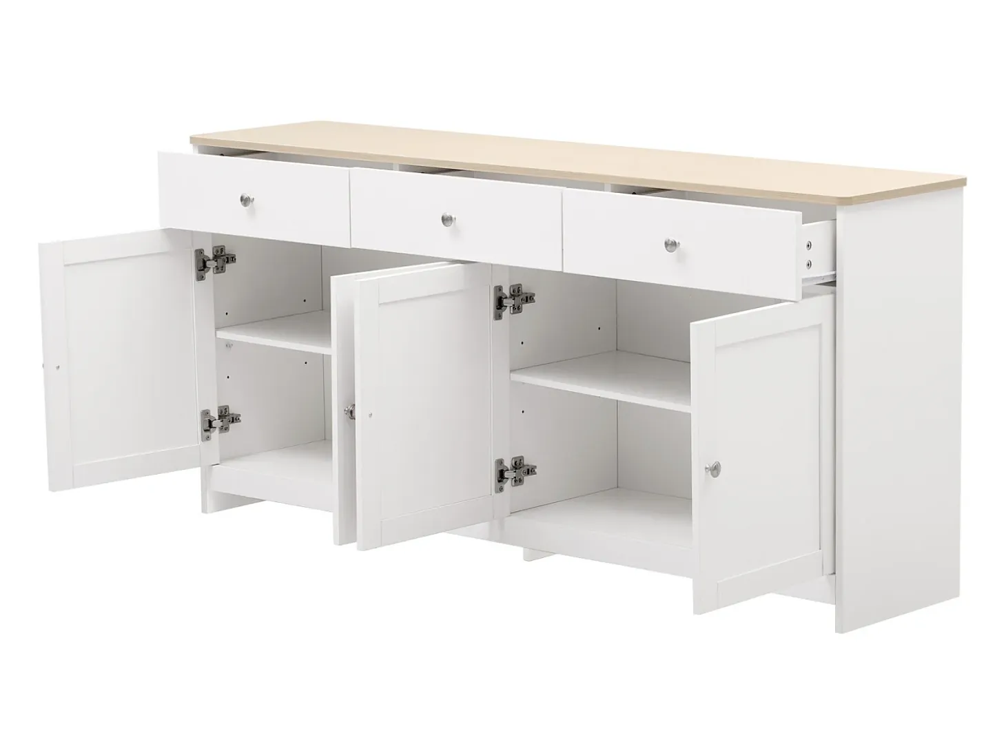 Aparador de madera blanca, armario de almacenamiento, estante ajustable, cocina, sala de estar, comedor