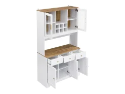 Aparador de madera blanca, 94,5 x 30 x 175,5 cm, diseño moderno para salón y comedor.