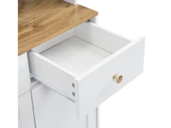 Aparador de madera blanca, 94,5 x 30 x 175,5 cm, diseño moderno para salón y comedor.