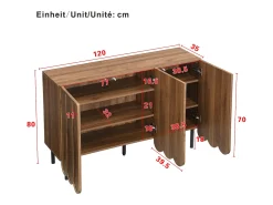 Aparador de madera con 3 puertas a rayas y estantes ajustables - para salón y comedor