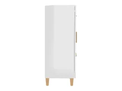 Aparador de madera contrachapada blanco brillante 69,5x34x90 cm