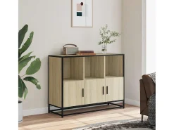 Aparador de madera contrachapada roble sonoma 100x35x76 cm