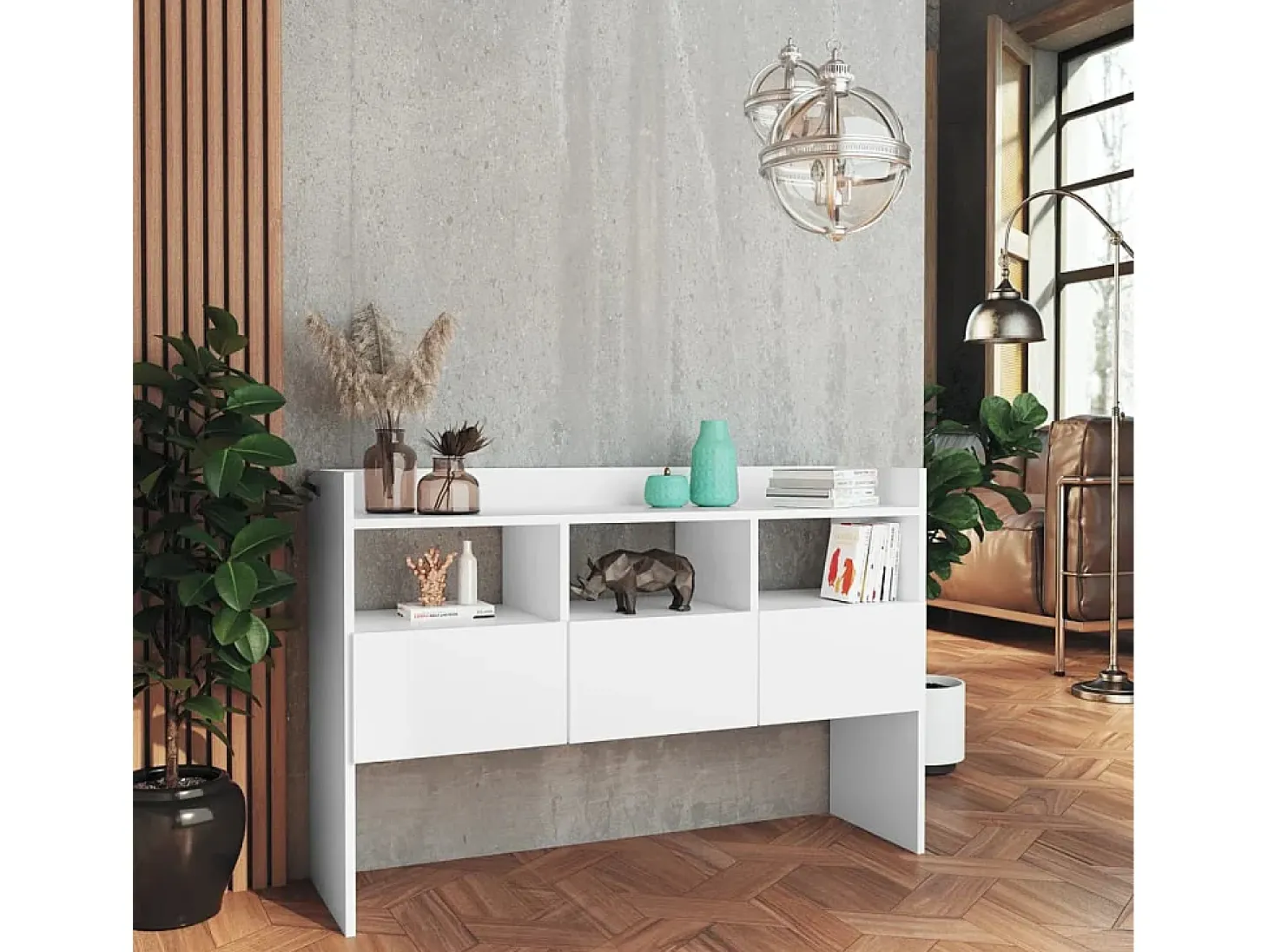 Aparador de madera contrachapada blanco 105x30x70 cm ES65984