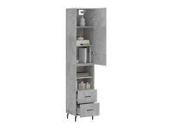 Aparador de madera contrachapada gris hormigón 34,5x34x180 cm ES42805